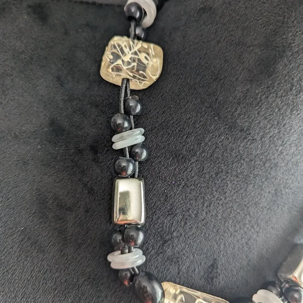 Chico's  Statement Necklace Black and Silver Tone - Picture 3 of 9